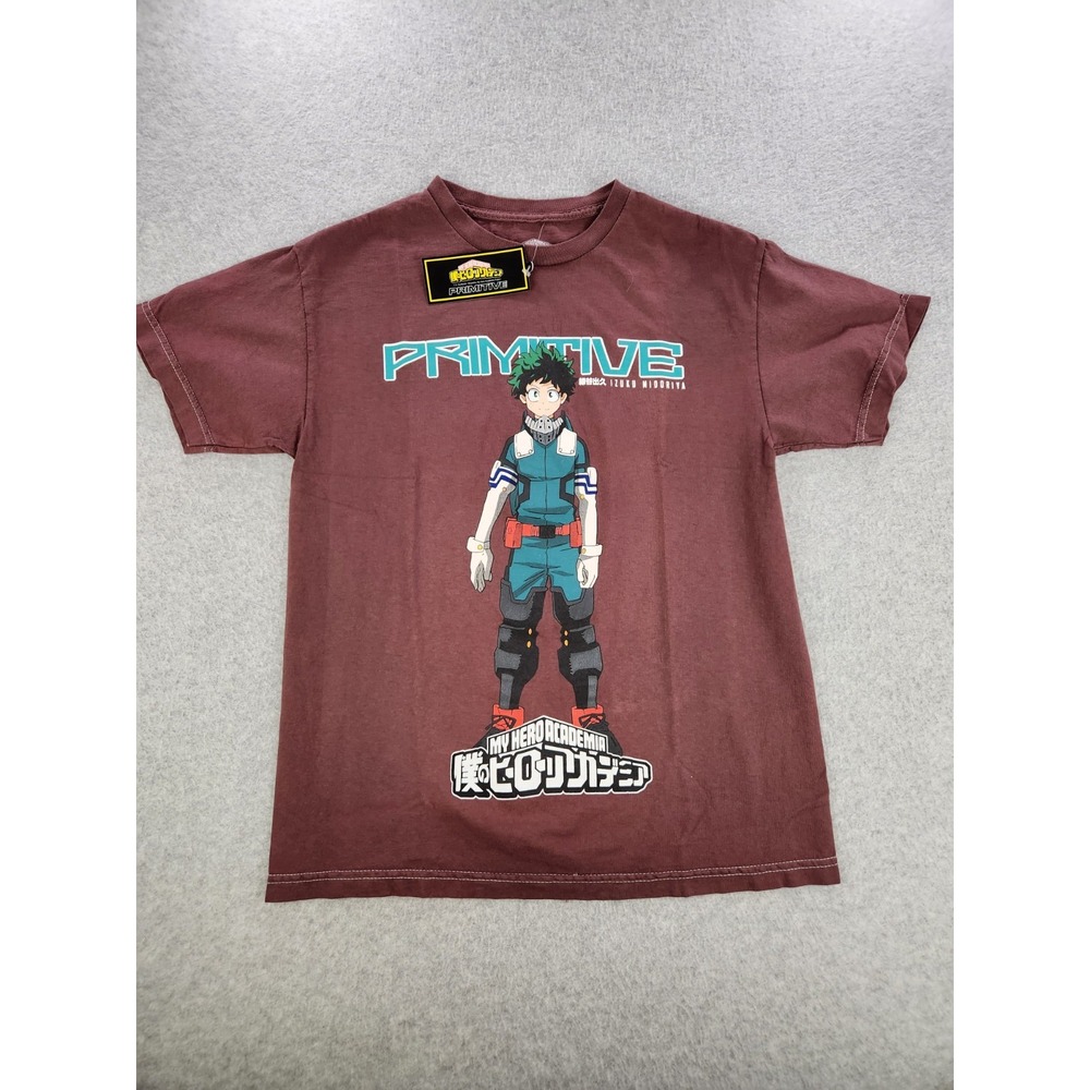 Primitive X My Hero Academia Collection Izuku Midoriya Burgundy SMALL T-Shirt
